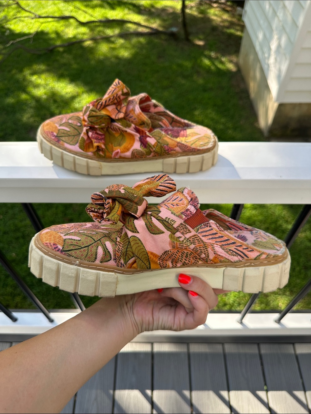 FARM Rio Pink & Green Tropical Knot Mule Sneakers